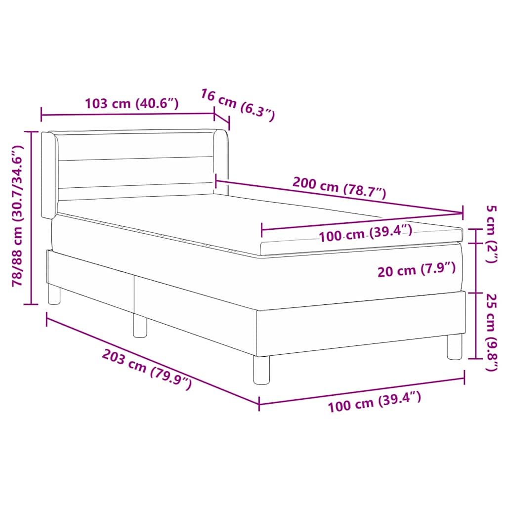 Krevet s opruga kutije s uzglavljem Krema 200 x 100 cm tkanina