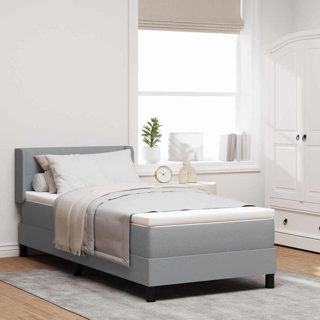 Krevet s opruga kutije Svijetlo siva 200 x 90 cm tkanina