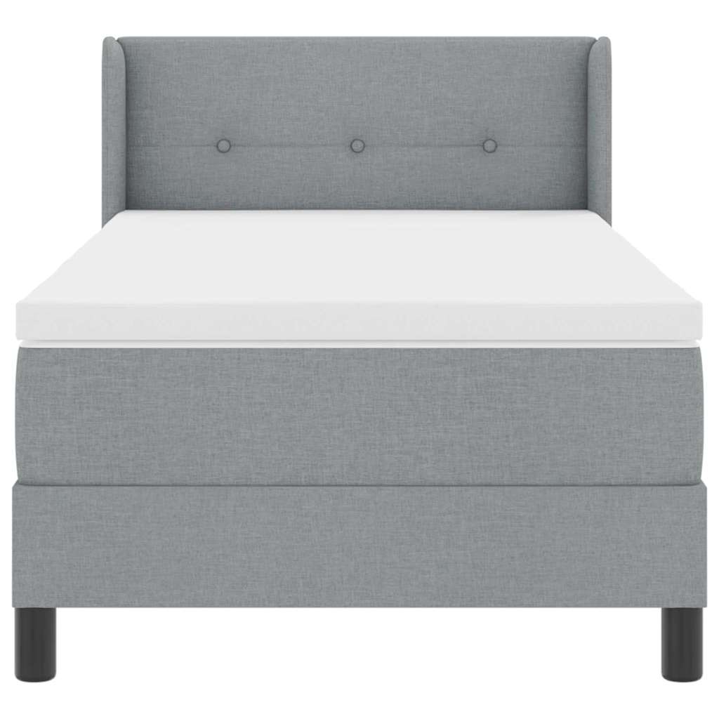 Krevet s opruga kutije Svijetlo siva 200 x 90 cm tkanina