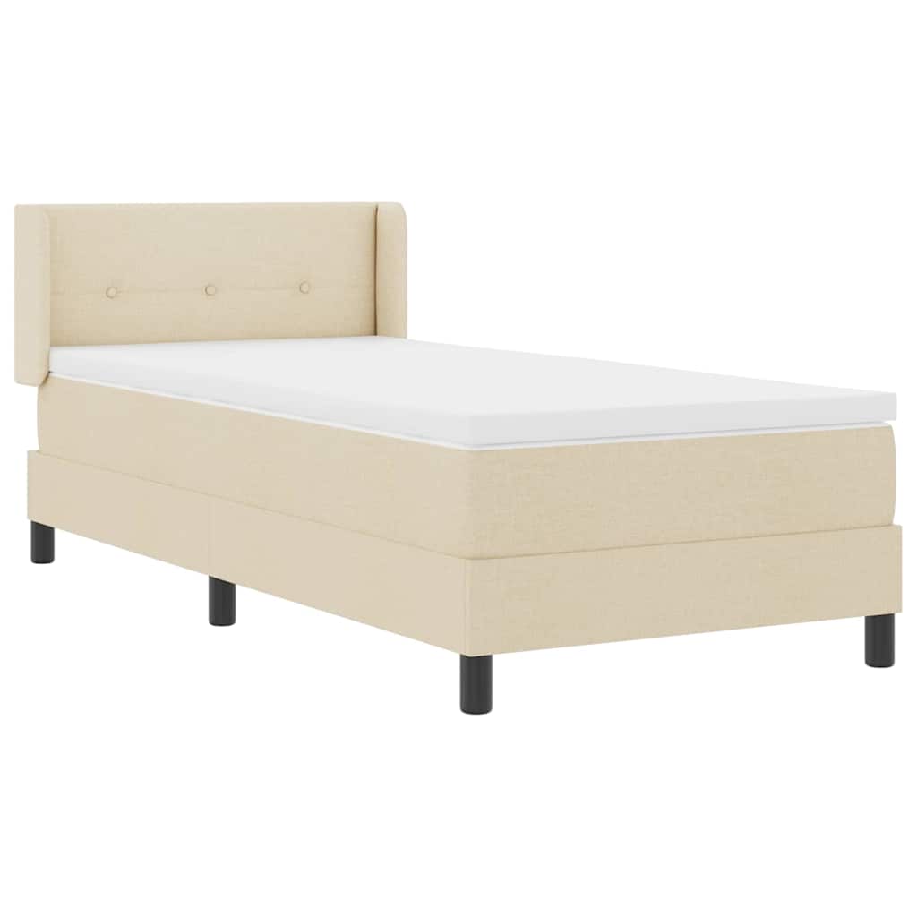 Krevet s opruga kutije s jastukom Krema 200 x 90 cm tkanina