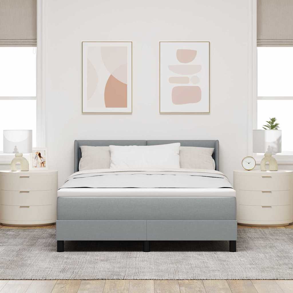 Krevet s opruga kutije Svijetlo siva 200 x 160 cm tkanina