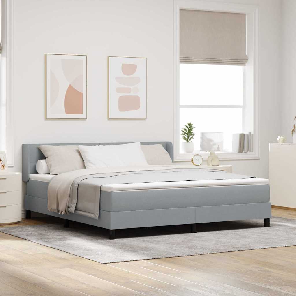 Krevet s opruga kutije Svijetlo siva 200 x 180 cm tkanina