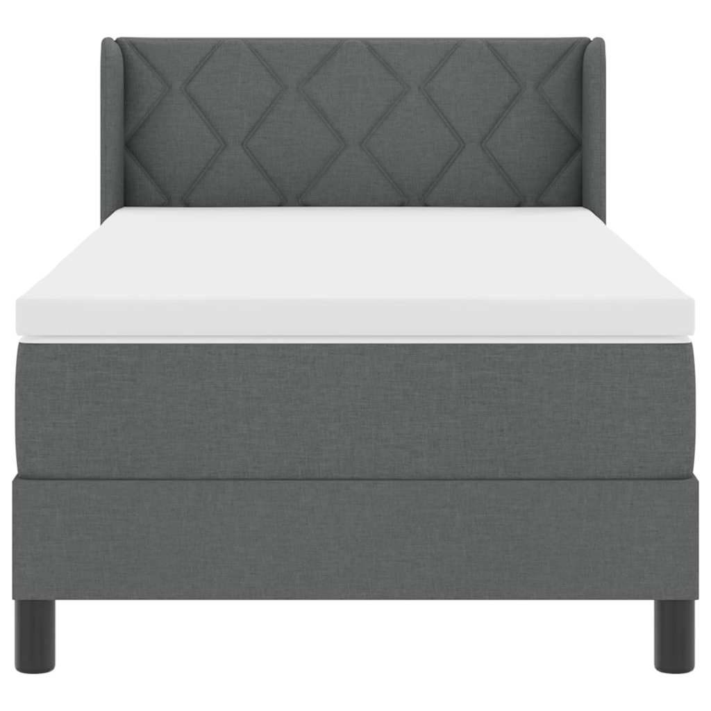Krevet s opruga kutije Tamno siva 200 x 90 cm tkanina