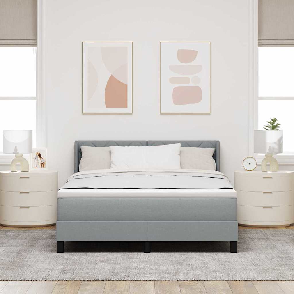 Krevet s opruga kutije Svijetlo siva 200 x 160 cm tkanina