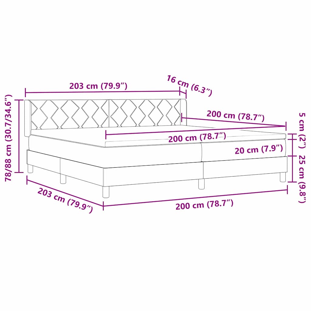 Krevet s opruga kutije s uzglavljem Plava 200 x 200 cm tkanina