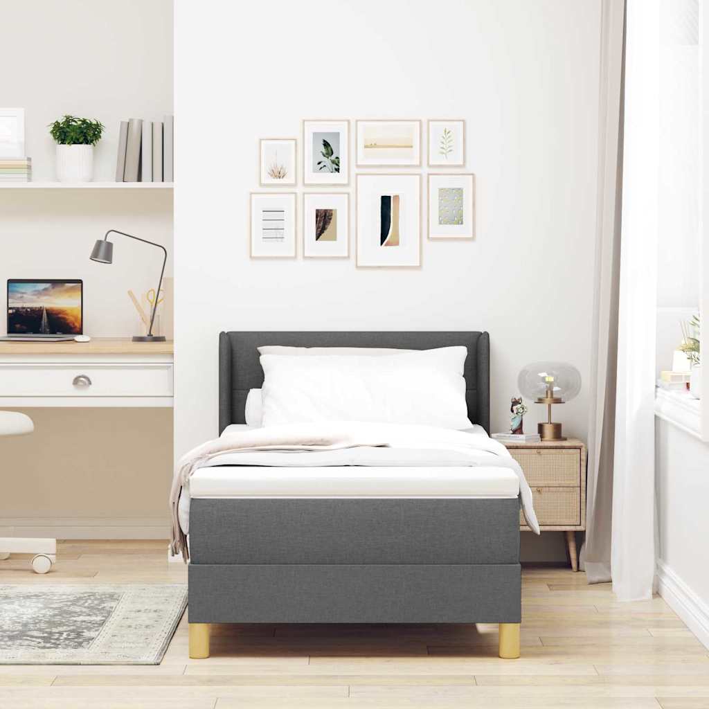 Krevet s opruga kutije Tamno siva 200 x 80 cm tkanina