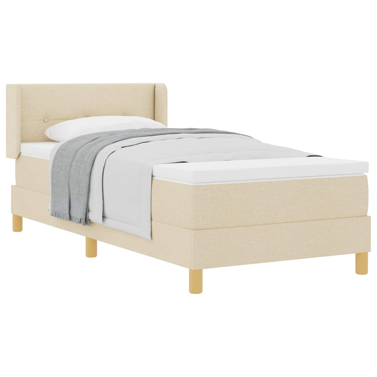 Krevet s opruga kutije s uzglavljem Krema 200 x 80 cm tkanina