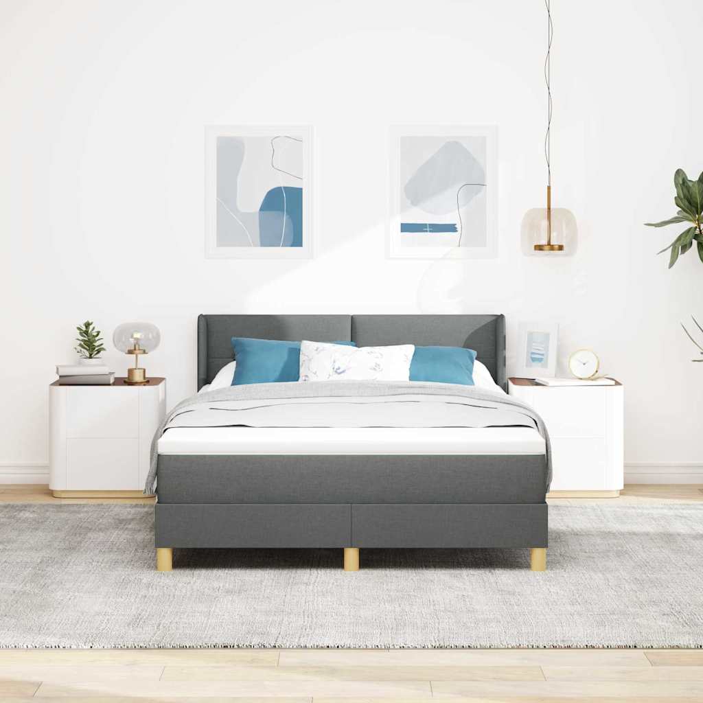 Krevet s opruga kutije Tamno siva 200 x 140 cm tkanina