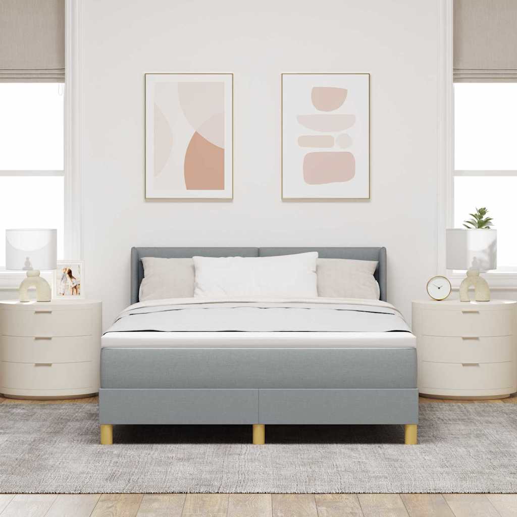 Krevet s opruga kutije Svijetlo siva 200 x 160 cm tkanina
