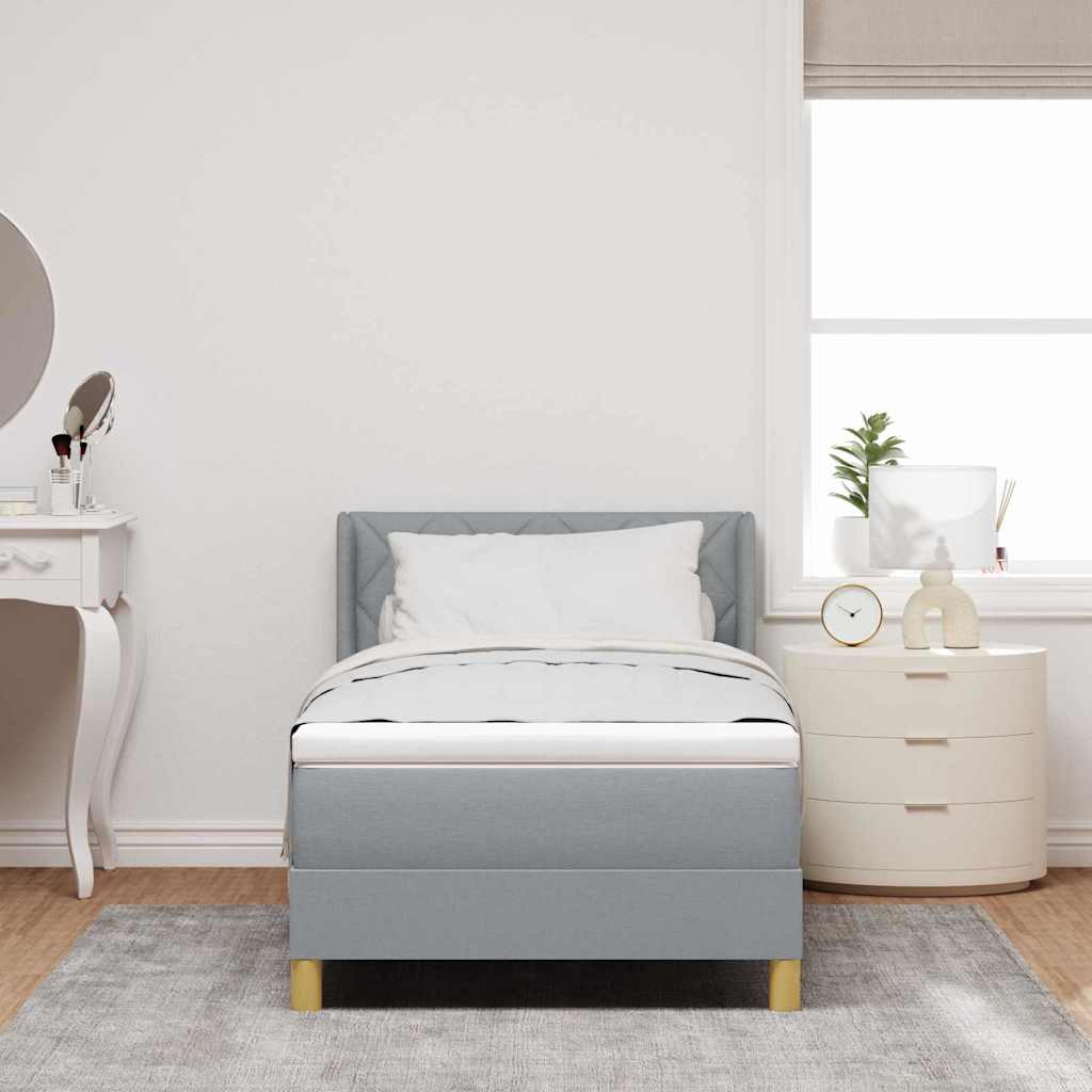 Krevet s opruga kutije Svijetlo siva 200 x 90 cm tkanina