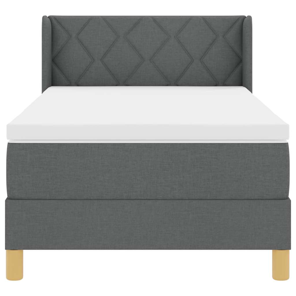 Krevet s opruga kutije Tamno siva 200 x 90 cm tkanina
