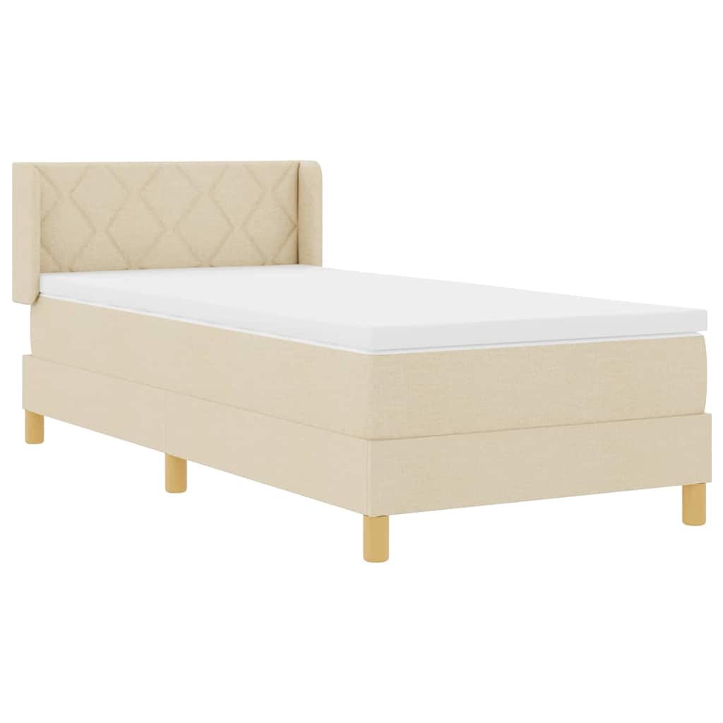 Krevet s opruga kutije s uzglavljem Krema 200 x 90 cm tkanina