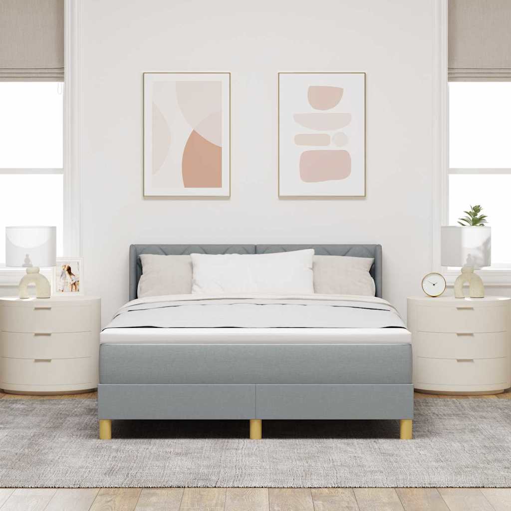 Krevet s opruga kutije Svijetlo siva 200 x 160 cm tkanina