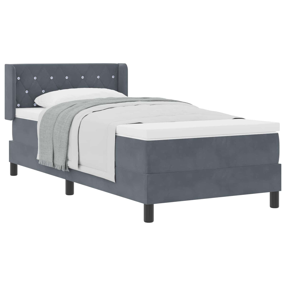 Krevet s opruga kutije Tamno siva 200 x 90 cm Baršun