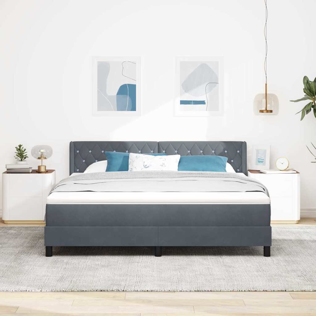 Krevet s opruga kutije Tamno siva 200 x 180 cm Baršun