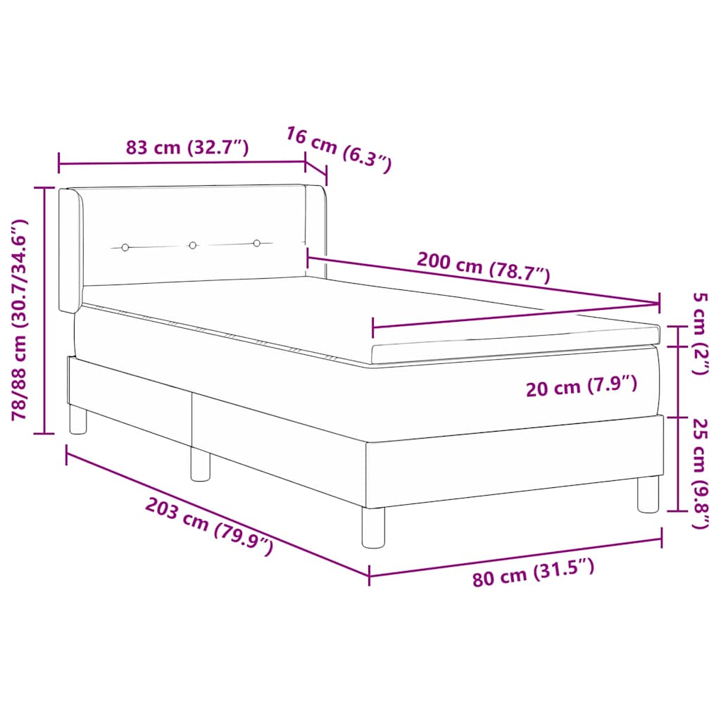 Krevet s opruga kutije Tamnozelena 200 x 80 cm Baršun