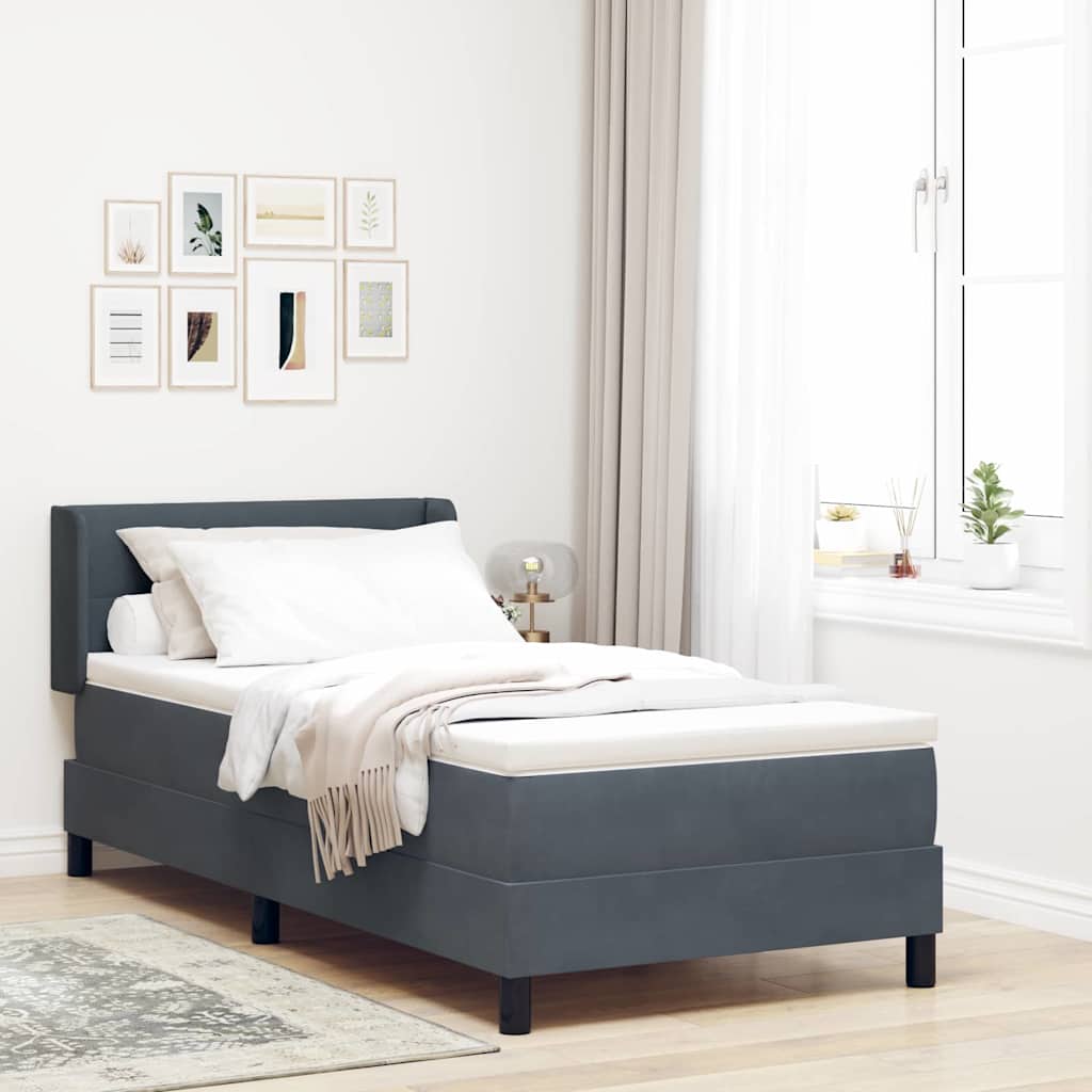 Krevet s opruga kutije Tamno siva 200 x 90 cm Baršun