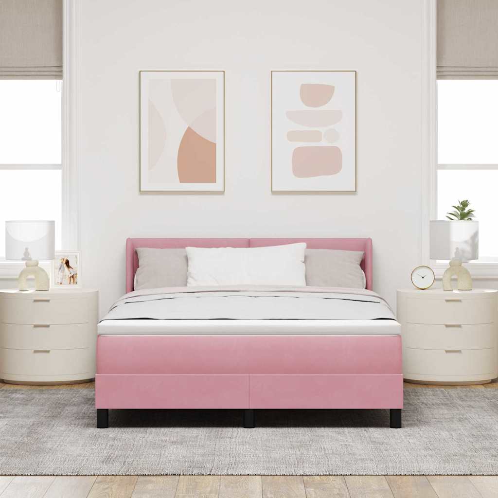 Krevet s opruga kutije Ružičasta 200 x 140 cm Baršun