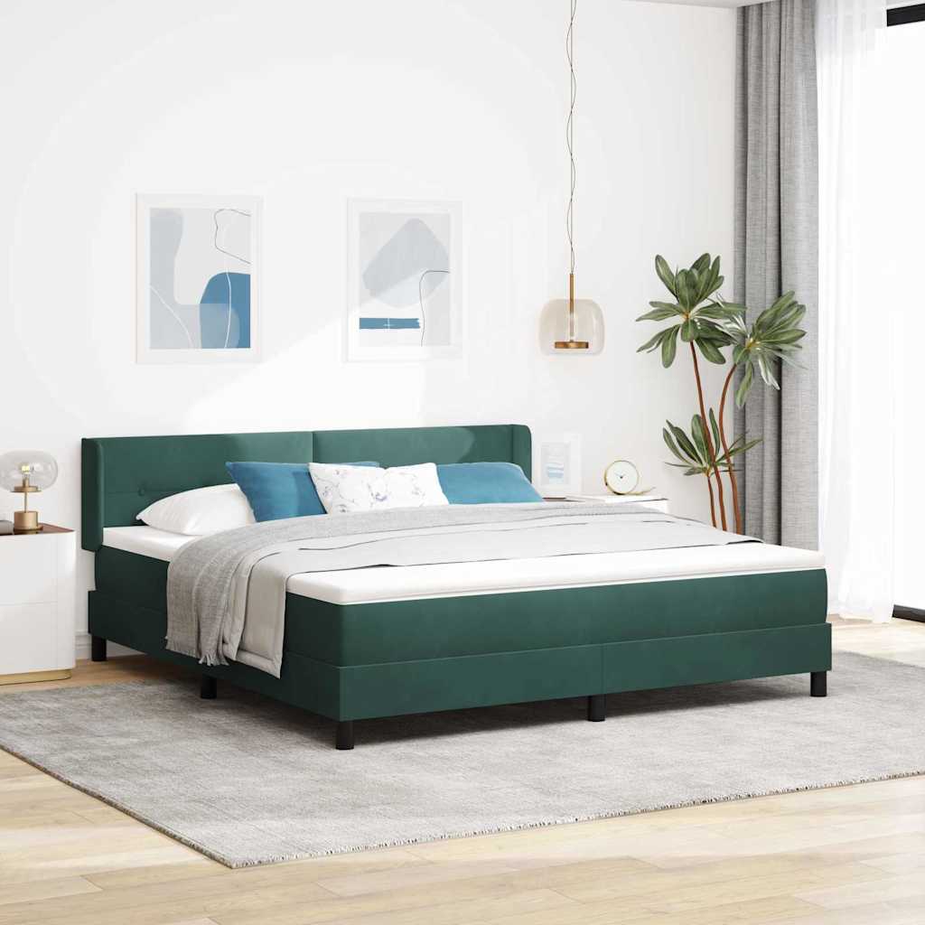 Krevet s opruga kutije Tamnozelena 200 x 180 cm Baršun