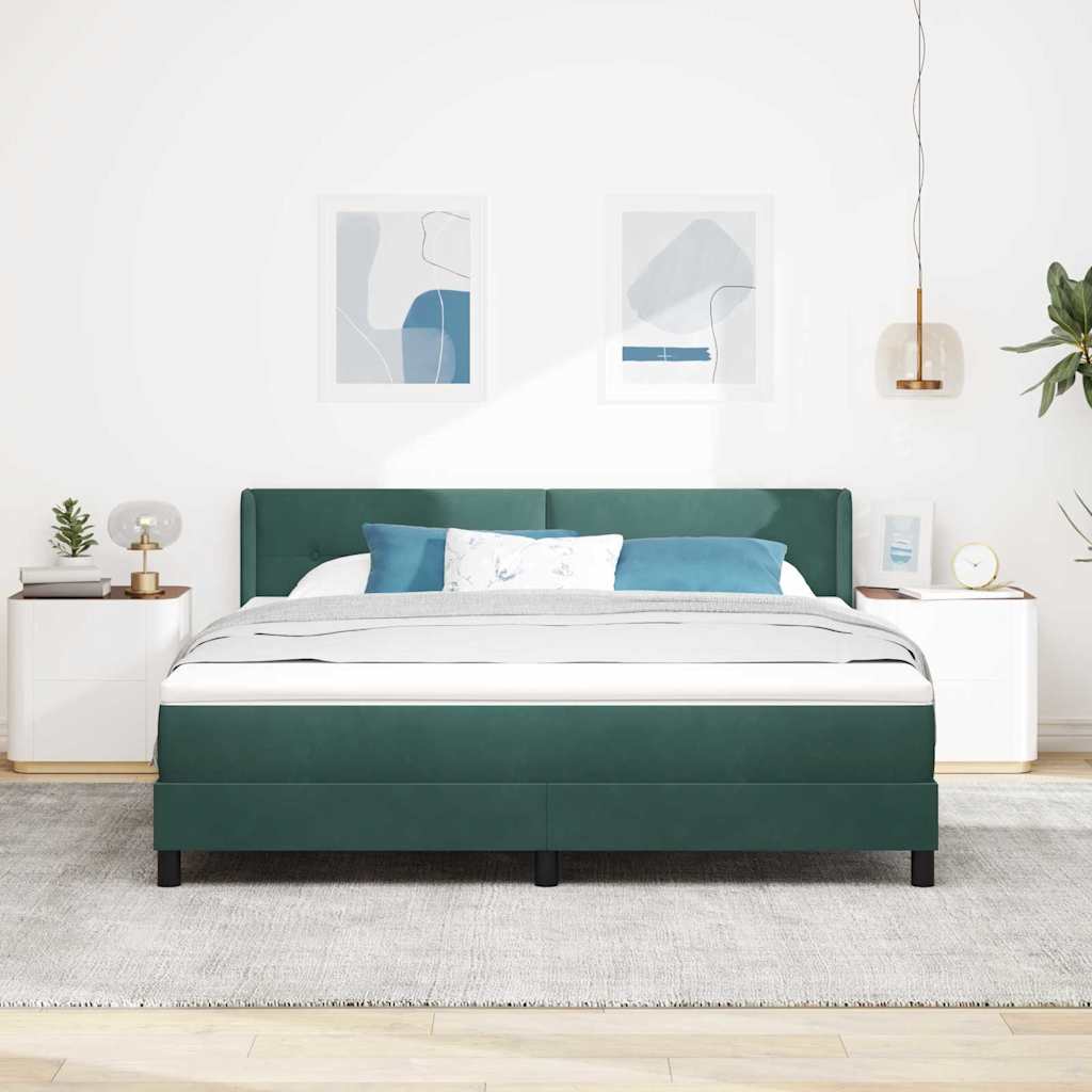 Krevet s opruga kutije Tamnozelena 200 x 180 cm Baršun