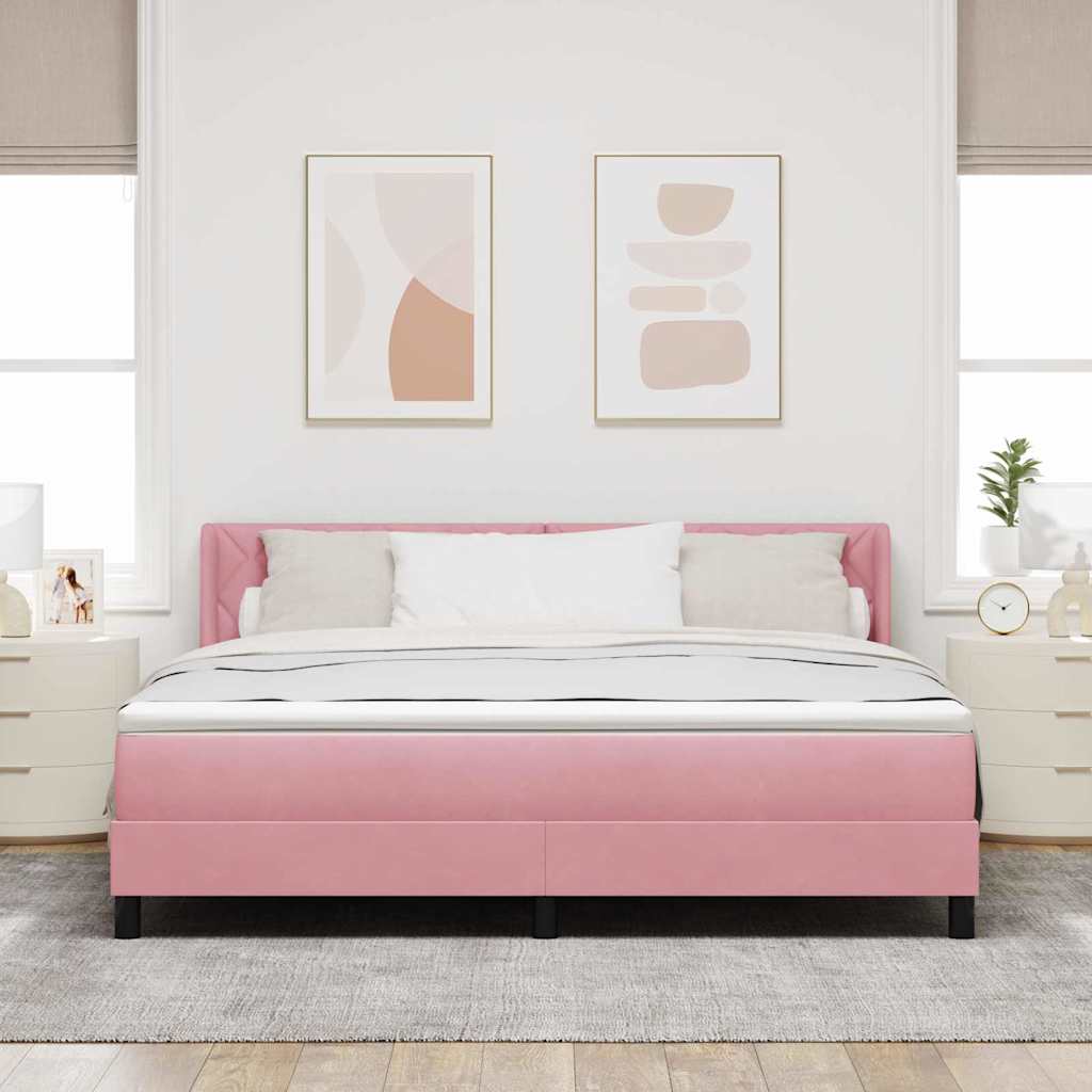 Krevet s opruga kutije Ružičasta 200 x 180 cm Baršun