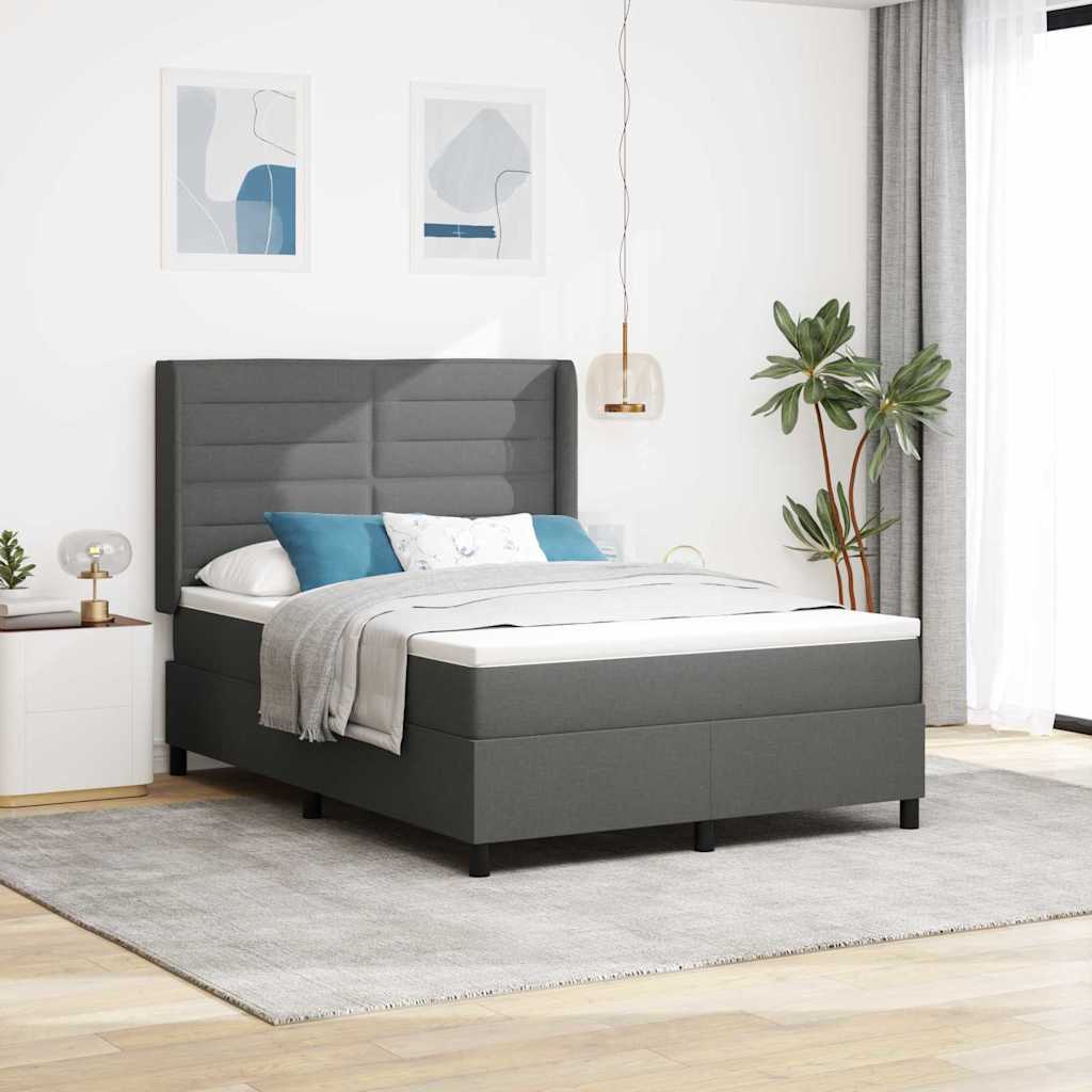 Krevet s opruga kutije Tamno siva 200 x 140 cm tkanina