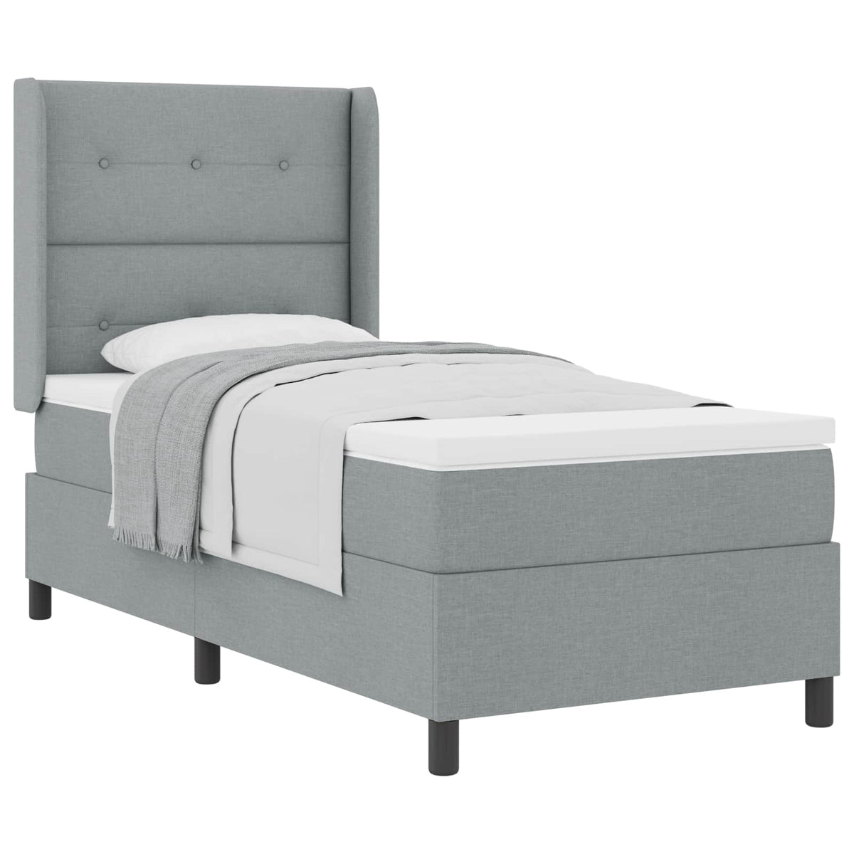 Krevet s opruga kutije Svijetlo siva 200 x 90 cm tkanina