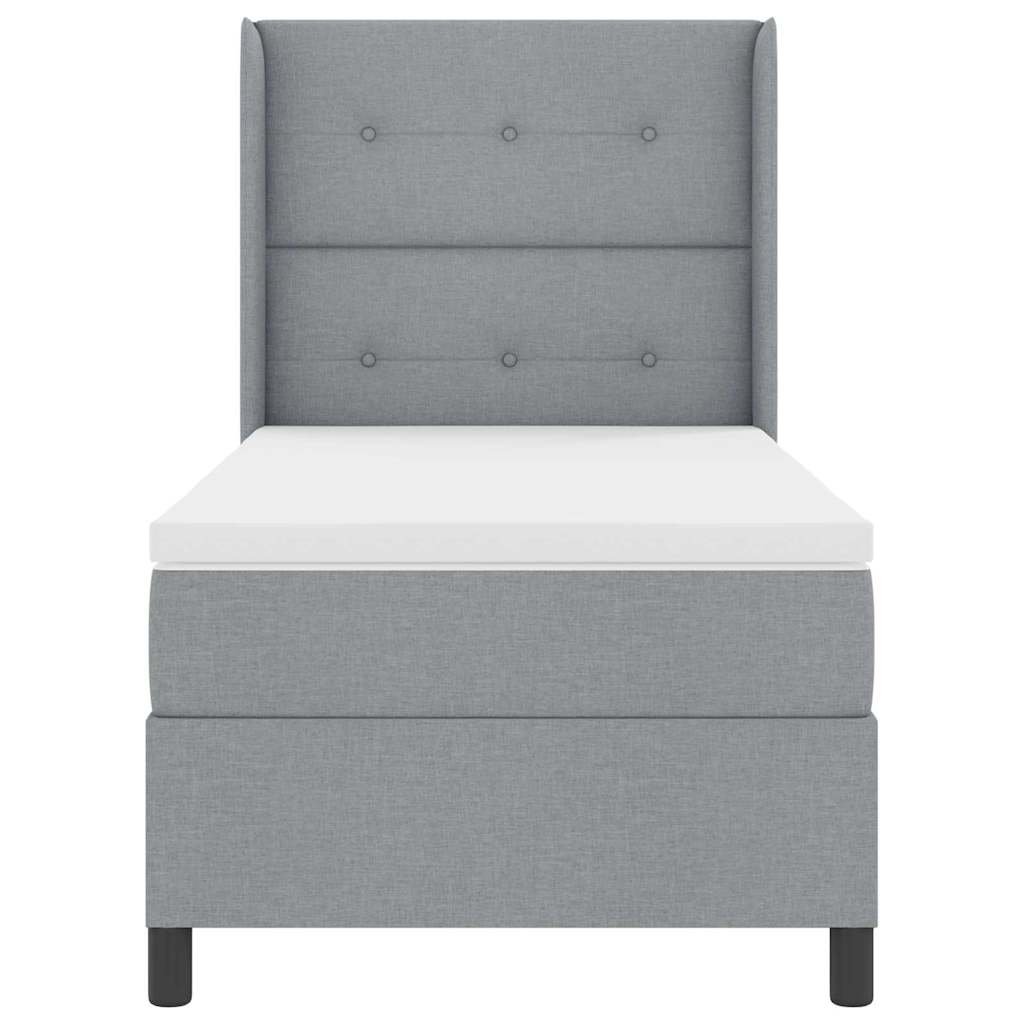 Krevet s opruga kutije Svijetlo siva 200 x 90 cm tkanina