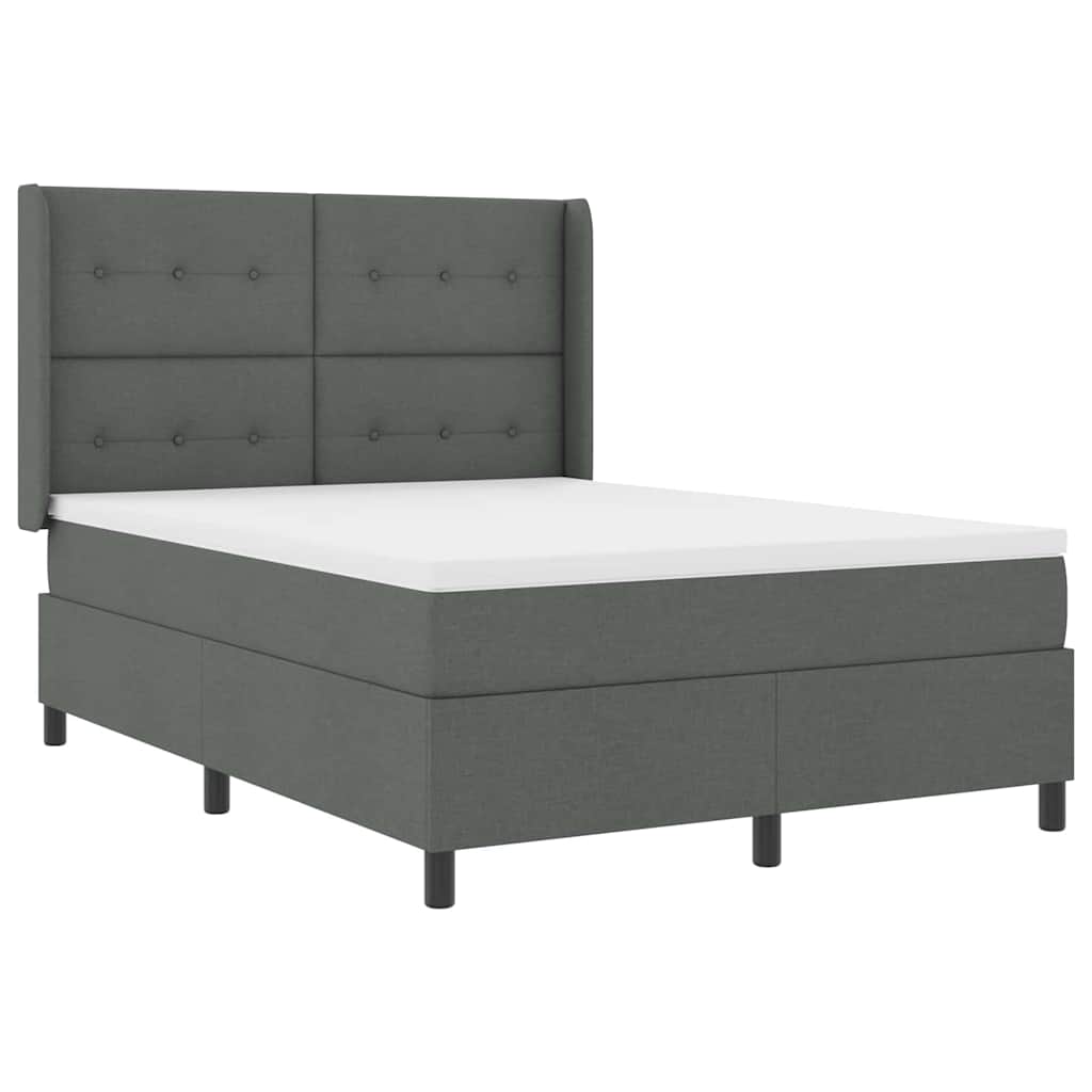 Krevet s opruga kutije Tamno siva 200 x 140 cm tkanina