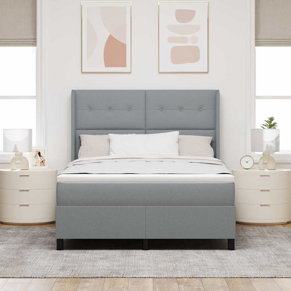 Krevet s opruga kutije Svijetlo siva 200 x 160 cm tkanina