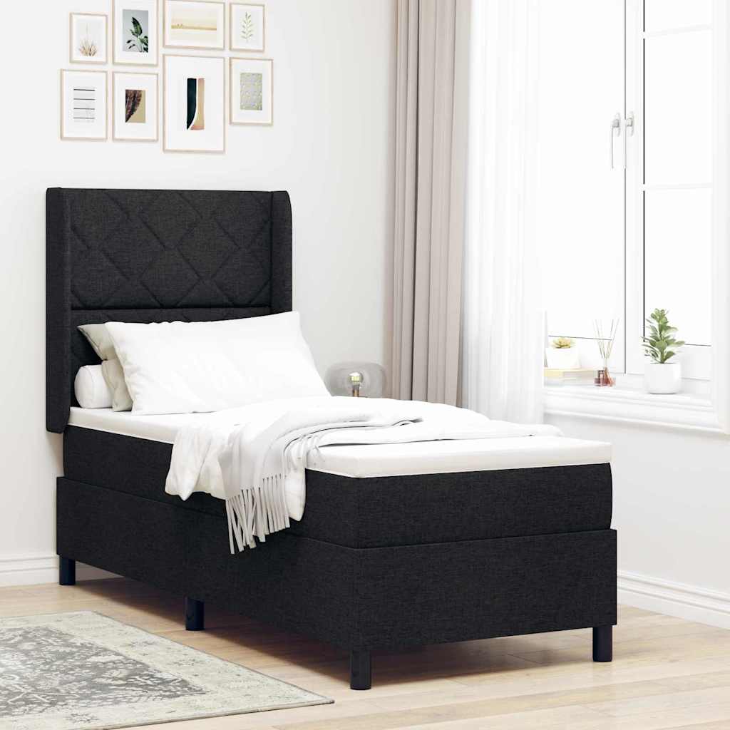 Krevet s opruga kutije s jastukom Crna 200 x 80 cm tkanina