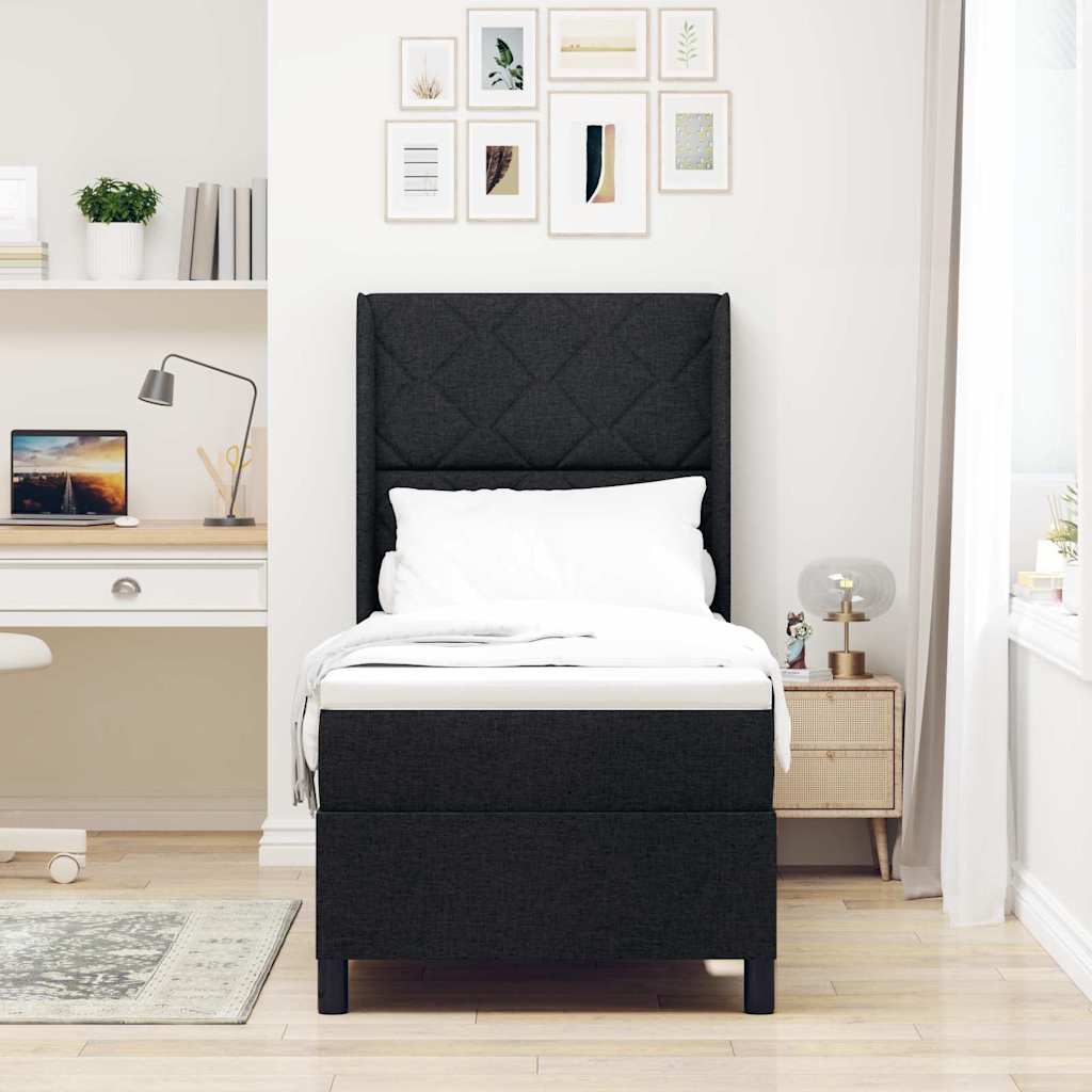 Krevet s opruga kutije s jastukom Crna 200 x 80 cm tkanina