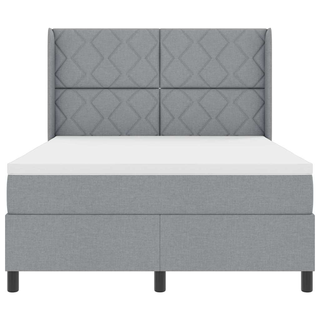 Krevet s opruga kutije Svijetlo siva 200 x 160 cm tkanina