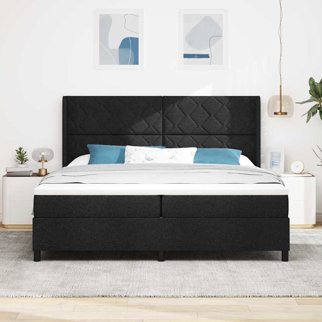 Krevet s opruga kutije s jastukom Crna 200 x 200 cm tkanina
