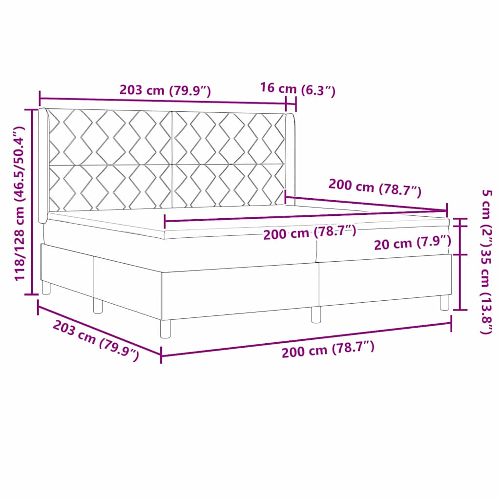 Krevet s opruga kutije s jastukom Plava 200 x 200 cm tkanina