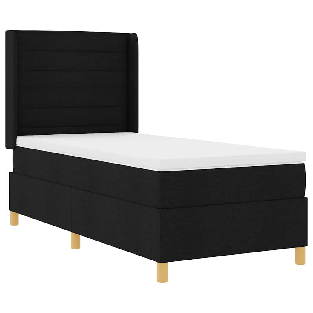 Krevet s opruga kutije s madracem Crna 90 x 190 cm tkanina