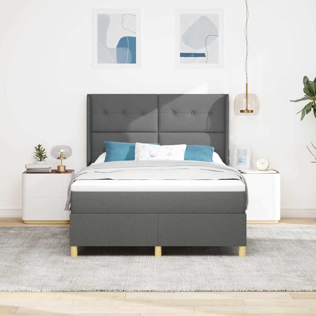 Krevet s opruga kutije Tamno siva 160 x 200 cm tkanina