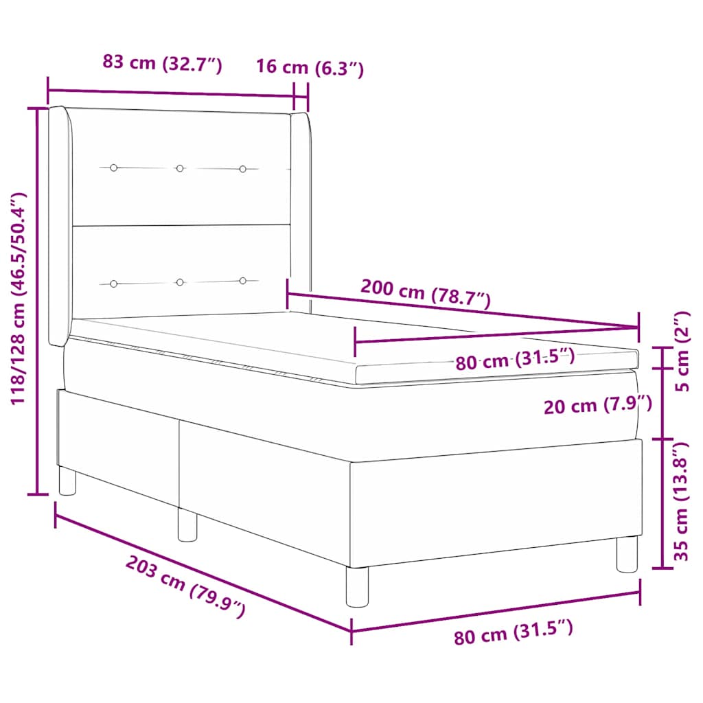 Krevet s opruga kutije Ružičasta 80 x 200 cm Baršun