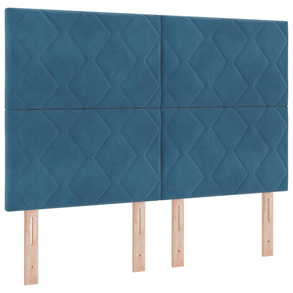 Krevet s opruga kutije s uzglavljem Plava 160 x 200 cm Baršun