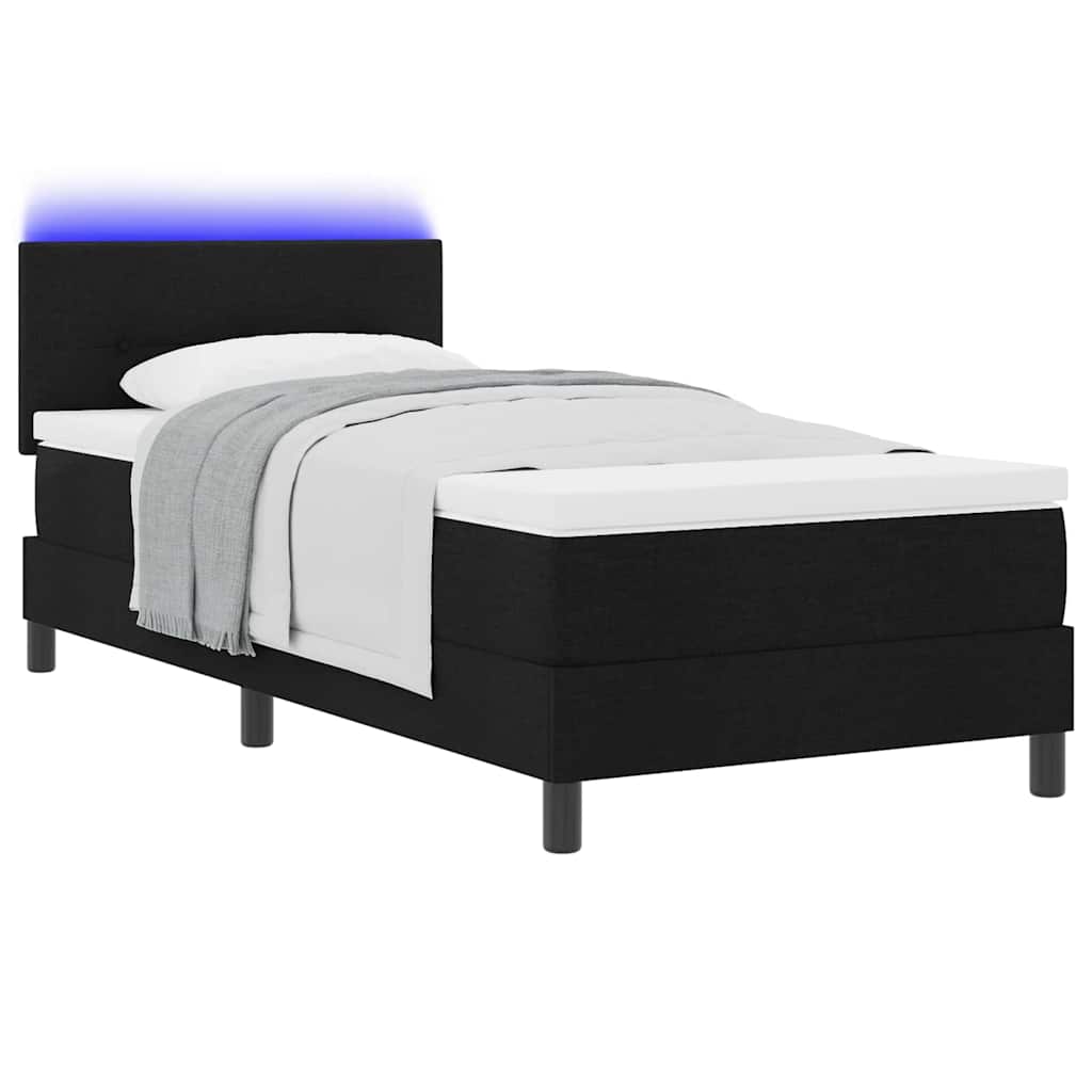 Krevet s opruga kutije s LED trakama Crna 80 x 200 cm tkanina