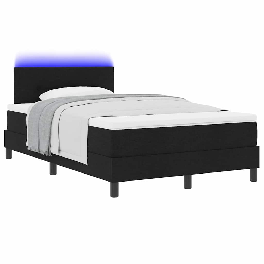 Krevet s opruga kutije s LED trakama Crna 120 x 190 cm tkanina