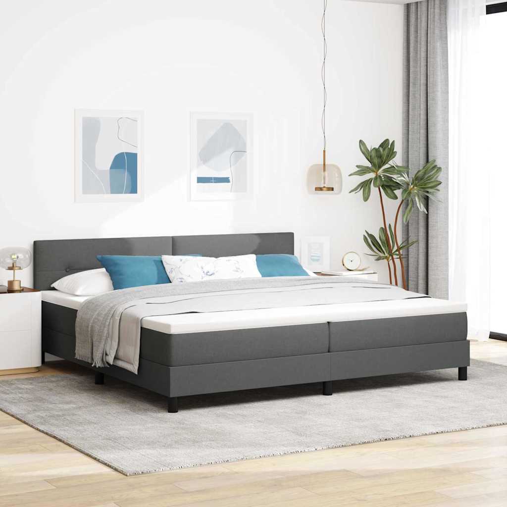 Krevet s opruga kutije Tamno siva 200 x 200 cm tkanina