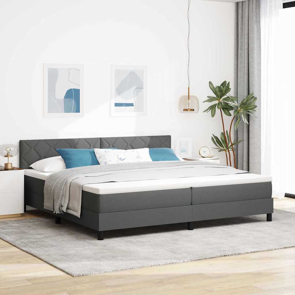 Krevet s opruga kutije Tamno siva 200 x 200 cm tkanina