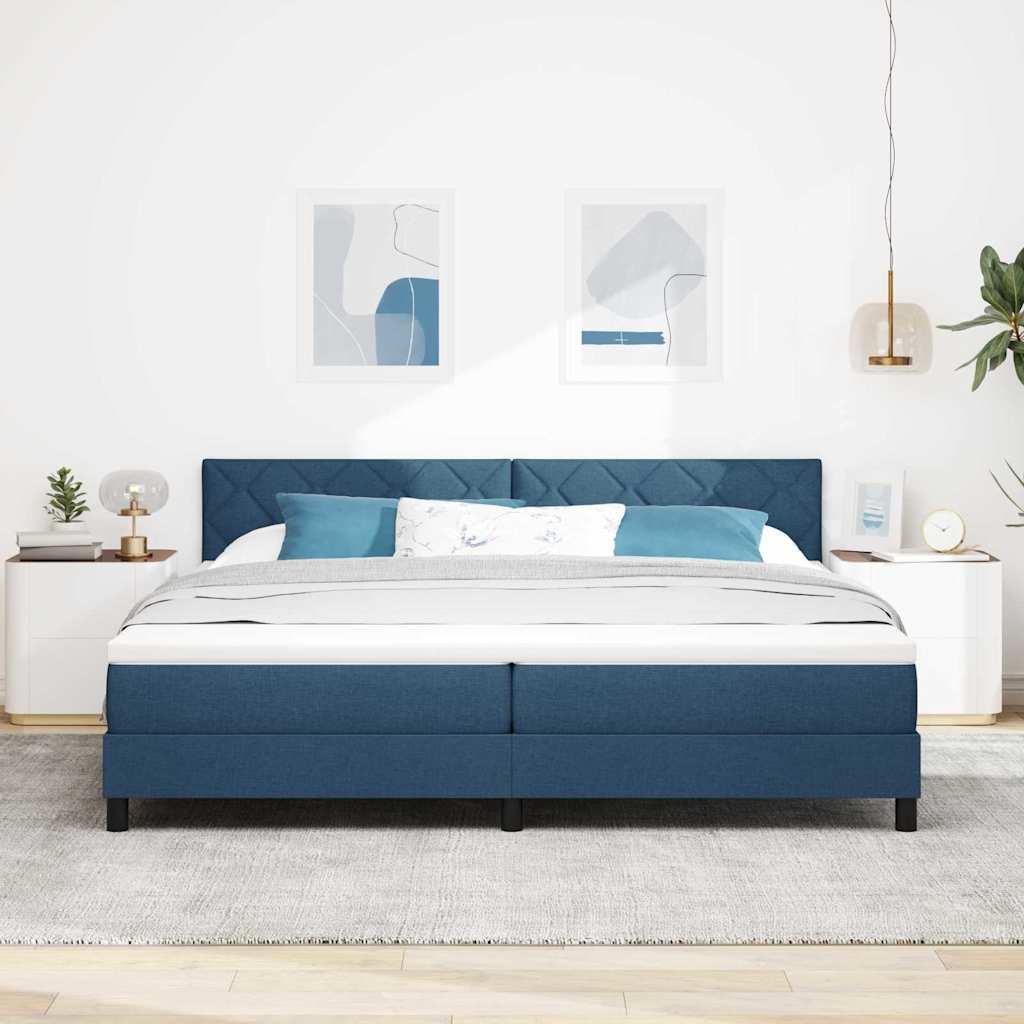Krevet s opruga kutije s jastukom Plava 200 x 200 cm tkanina