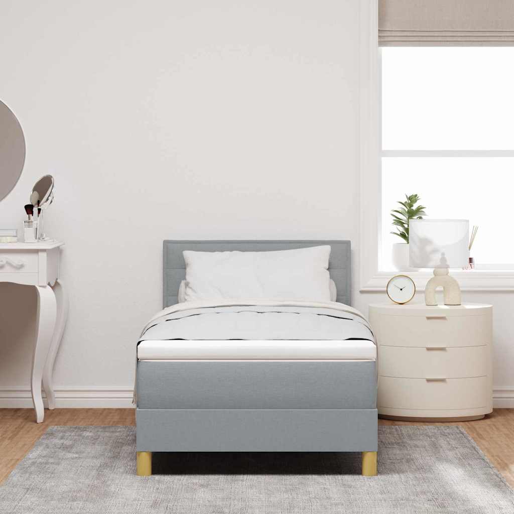 LED Box Spring Krevet Svijetlo siva 80 x 200 cm tkanina