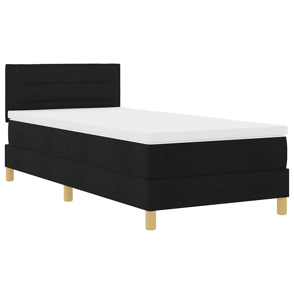 LED Box Spring Krevet s LED trakama Crna 80 x 200 cm tkanina