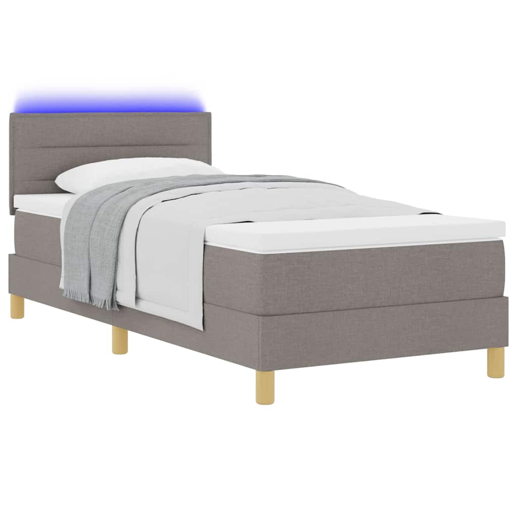 LED Box Spring Krevet Sivo-smeđa 80 x 200 cm tkanina