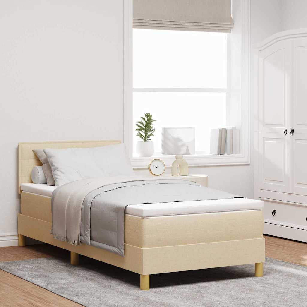 LED Box Spring Krevet s LED trakama Krema 80 x 200 cm tkanina