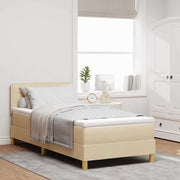 LED Box Spring Krevet s LED trakama Krema 80 x 200 cm tkanina