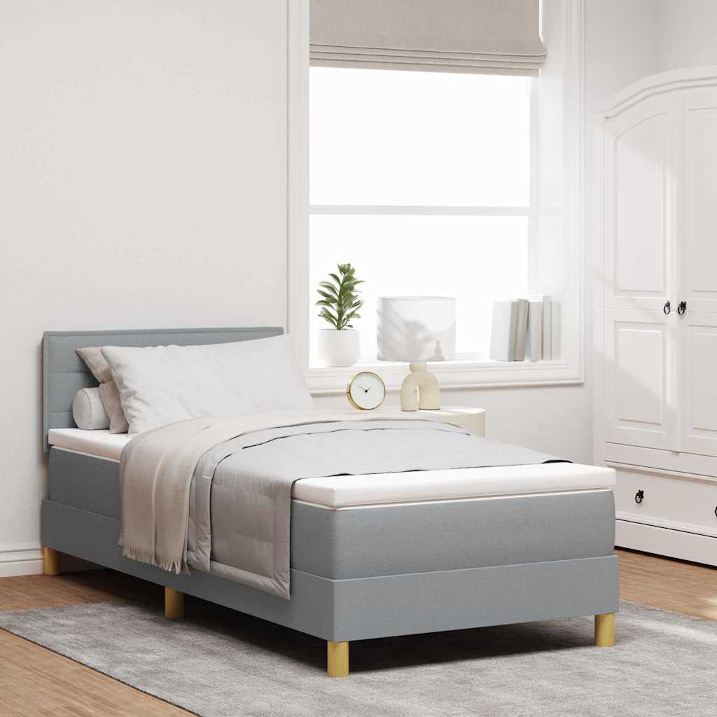 LED Box Spring Krevet Svijetlo siva 90 x 190 cm tkanina